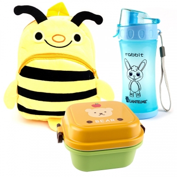 Rucksack Biene - Brotdose und Trinkflasche im Set